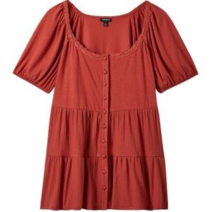 Torrid Rust Button-Front Top (Size Large) NWOT